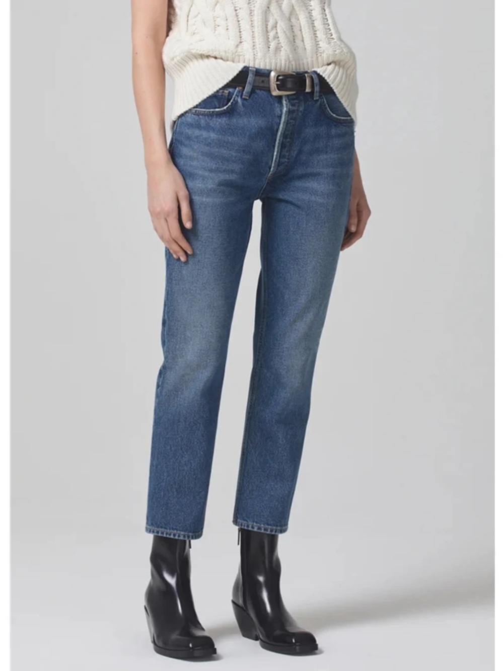 Citizens of Humanity Charlotte High Rise Straight Leg Jeans Raw Hem Size 26